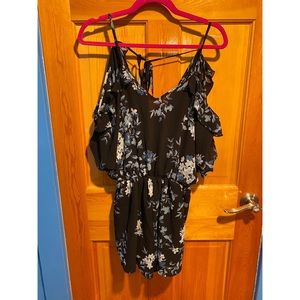 “Charlotte Russe” Black & Blue Floral Romper